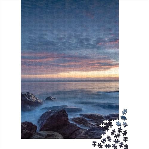 Sonnenuntergang am Meer Puzzle 1000 Teile Schwer Puzzle Spielzeug Pädagogisches Spiel Impossible Riffwellen Herausforderung Spielzeug Für Erwachsene Kinder 1000pcs (75x50cm) von CCIZFMQ