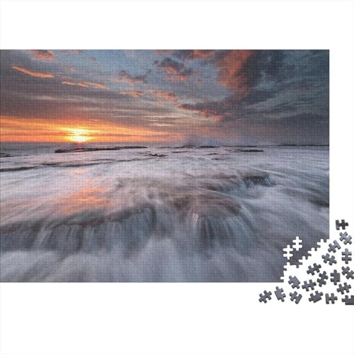 Sonnenuntergang am Meer Puzzles 1000 Teile Schwer Puzzle Spielzeug Lernspiel Impossible Sea Wave Reef Herausforderungsspielzeug Für Erwachsene Und Kinder Ab 14 Jahren 1000pcs (75x50cm) von CCIZFMQ