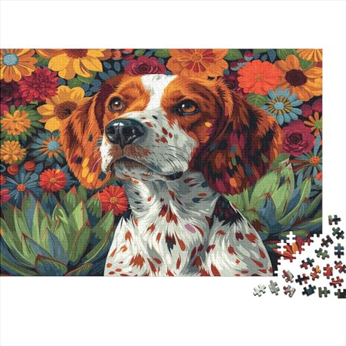 Springer Spaniel Puzzle 1000-teilige Schwer Puzzle Spielzeug Pädagogisches Spiel Impossible Bunte Blumen Herausforderungsspielzeug Für Erwachsene Und Kinder in Bewährter 1000pcs (75x50cm) von CCIZFMQ