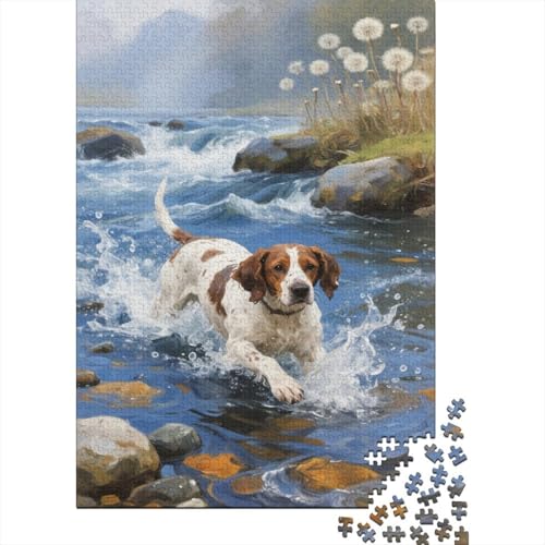 Springer Spaniel Puzzles 1000 Teile Schwer Puzzle Spielzeug Lernspiel Impossible Dandelions Fluss Herausforderung Spielzeug Für Erwachsene Und Kinder in Bewährter 1000pcs (75x50cm) von CCIZFMQ
