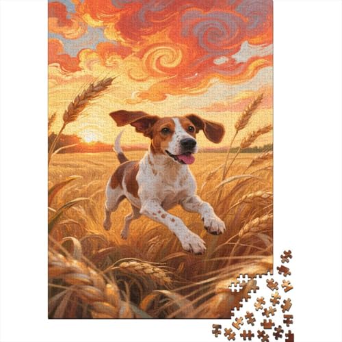Springer Spaniel Puzzles 1000 Teile Schwer Puzzle Spielzeug Lernspiel Impossible Sunset Weizenfeld Herausforderungsspielzeug Für Erwachsene Und Kinder in Bewährter 1000pcs (75x50cm) von CCIZFMQ