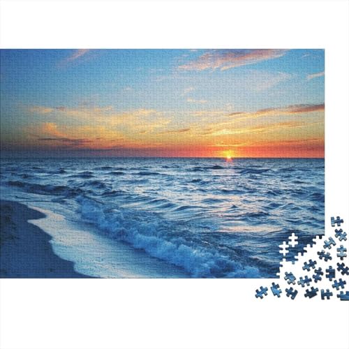 Strand Sonnenuntergang Puzzles 1000 Teile Schwer Puzzle Spielzeug Lernspiel Impossible Sea Wave Herausforderung Spielzeug Für Erwachsene Und Kinder in Bewährter 1000pcs (75x50cm) von CCIZFMQ