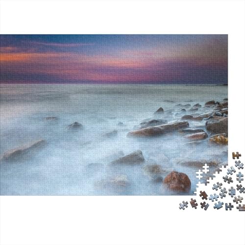 Strandriffe Puzzle 1000-teilige Schwer Puzzle Spielzeug Pädagogisches Spiel Impossible Rosa Lila Sonnenuntergang Herausforderungsspielzeug Für Erwachsene Und Kinder Ab 12 Jahren 1000pcs (75x50cm) von CCIZFMQ