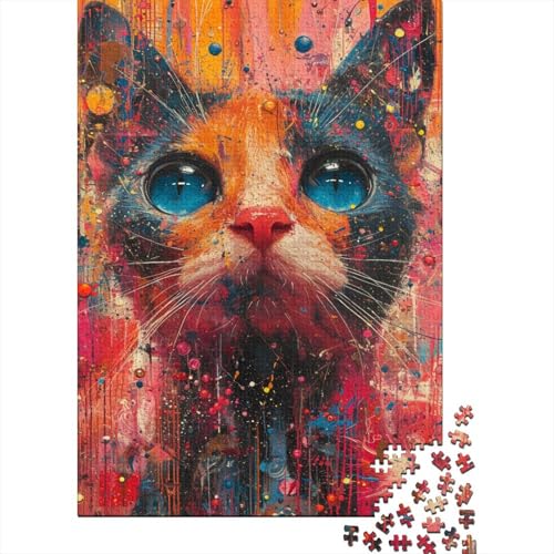 Süße Katze Puzzles 1000 Teile Schwer Puzzle Spielzeug Lernspiel Impossible Farbkunst Herausforderungsspielzeug Für Erwachsene Und Kinder Ab 12 Jahren 1000pcs (75x50cm) von CCIZFMQ