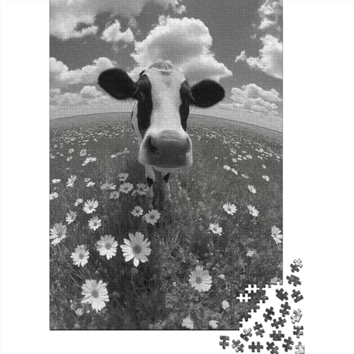 Süße Kuh Puzzle 1000-teilige Schwer Puzzle Spielzeug Lernspiel Impossible Blumenfeld Herausforderungsspielzeug Für Erwachsene Kinder 1000pcs (75x50cm) von CCIZFMQ