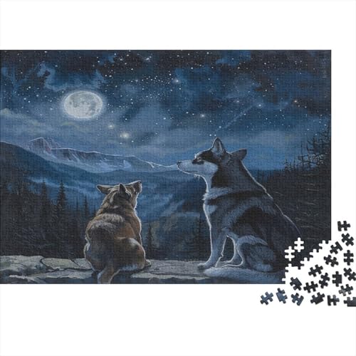 Süßer Hund Puzzle 1000-teilige Schwer Puzzle Spielzeug Lernspiel Impossible Mondnachtwald Herausforderung Spielzeug Für Erwachsene Kinder 1000pcs (75x50cm) von CCIZFMQ