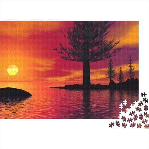 Sunset Lake Blick Puzzles 1000 Teile Schwer Puzzle Spielzeug Pädagogisches Spiel Impossible Bauminsel Herausforderungsspielzeug Für Erwachsene Kinder 1000pcs (75x50cm) von CCIZFMQ