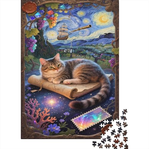Tabby Katze Puzzle 1000-teilige Schwer Puzzle Spielzeug Pädagogisches Spiel Impossible Alte Scroll Herausforderungsspielzeug Für Erwachsene Und Kinder in Bewährter 1000pcs (75x50cm) von CCIZFMQ