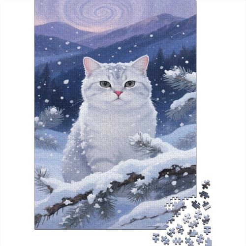 Tabby Katze Puzzle 1000-teilige Schwer Puzzle Spielzeug Pädagogisches Spiel Impossible Snow Bergs Herausforderung Spielzeug Für Erwachsene Und Kinder in Bewährter 1000pcs (75x50cm) von CCIZFMQ