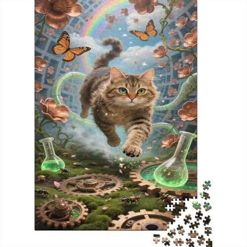 Tabby Katze Puzzles 1000 Teile Schwer Puzzle Spielzeug Pädagogisches Spiel Impossible Rainbow Butterfly Herausforderung Spielzeug Für Erwachsene Und Kinder in Bewährter 1000pcs (75x50cm) von CCIZFMQ