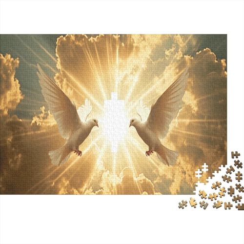Taube Puzzle 1000 Teile Schwer Puzzle Spielzeug Lernspiel Impossible Strahlendes Kreuz Herausforderung Spielzeug Für Erwachsene Kinder 1000pcs (75x50cm) von CCIZFMQ