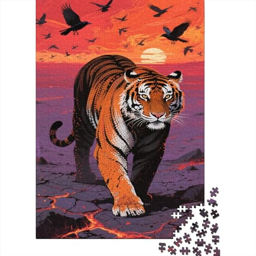 Tiger Puzzles 1000 Teile Schwer Puzzle Spielzeug Pädagogisches Spiel Impossible Sonnenuntergang Krähen Herausforderungsspielzeug Für Erwachsene Und Kinder Ab 14 Jahren 1000pcs (75x50cm) von CCIZFMQ
