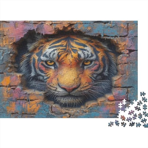 Tiger bricht durch die Wand Puzzle 1000 Teile Schwer Puzzle Spielzeug Pädagogisches Spiel Impossible Herausforderung Spielzeug Für Erwachsene Und Kinder in Bewährter 1000pcs (75x50cm) von CCIZFMQ