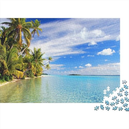 Tropischer Strand Puzzle 1000 Teile Schwer Puzzle Spielzeug Lernspiel Impossible Kokosnussbaums Herausforderung Spielzeug Für Erwachsene Kinder 1000pcs (75x50cm) von CCIZFMQ