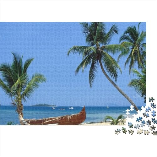 Tropischer Strand Puzzle 1000 Teile Schwer Puzzle Spielzeug Pädagogisches Spiel Impossible Palm Herausforderung Spielzeug Für Erwachsene Kinder 1000pcs (75x50cm) von CCIZFMQ