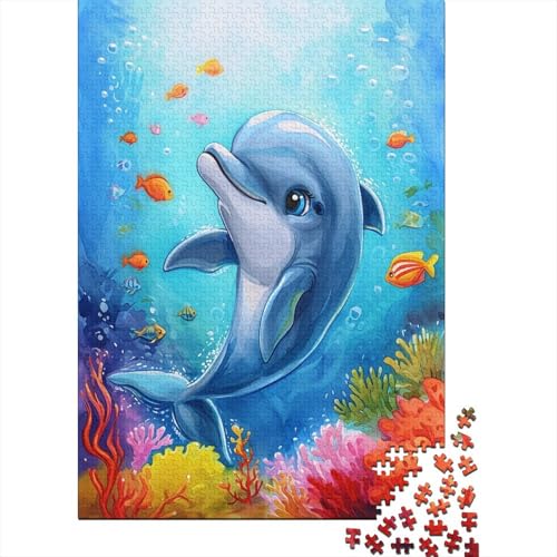 Unterwasserwelt Puzzles 1000 Teile Schwer Puzzle Spielzeug Lernspiel Impossible Cartoon Delphin Herausforderungsspielzeug Für Erwachsene Kinder 1000pcs (75x50cm) von CCIZFMQ