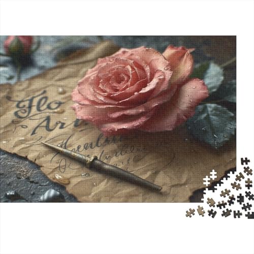 Vintage Rose Puzzles 1000 Teile Schwer Puzzle Spielzeug Lernspiel Impossible Altes Papier Herausforderung Spielzeug Für Erwachsene Kinder 1000pcs (75x50cm) von CCIZFMQ