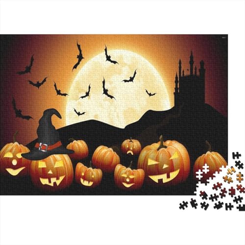 Vollmond Schloss Puzzles 1000 Teile Schwer Puzzle Spielzeug Lernspiel Impossible Kürbis Laternen Herausforderung Spielzeug Für Erwachsene Und Kinder in Bewährter 1000pcs (75x50cm) von CCIZFMQ