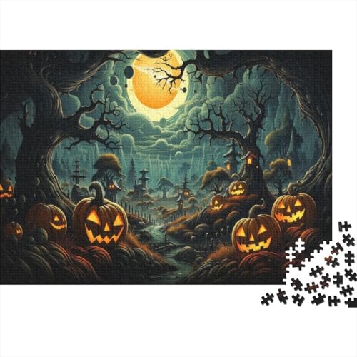 Vollmond Wald Puzzles 1000 Teile Schwer Puzzle Spielzeug Pädagogisches Spiel Impossible Jack-o'-Lantern Herausforderungsspielzeug Für Erwachsene Und Kinder Ab 14 Jahren 1000pcs (75x50cm) von CCIZFMQ