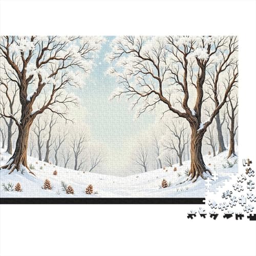 Wald Schnee Puzzle 1000 Teile Schwer Puzzle Spielzeug Pädagogisches Spiel Impossible Arbor Herausforderungsspielzeug Für Erwachsene Kinder 1000pcs (75x50cm) von CCIZFMQ