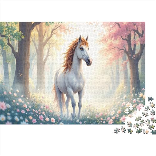 Waldblumenhäuser Puzzle 1000 Teile Schwer Puzzle Spielzeug Pädagogisches Spiel Impossible Weißes Pferd Herausforderungsspielzeug Für Erwachsene Kinder 1000pcs (75x50cm) von CCIZFMQ