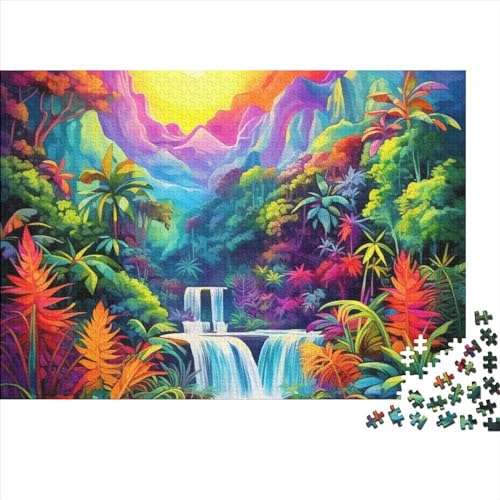 Wasserfall Puzzle 1000 Teile Schwer Puzzle Spielzeug Pädagogisches Spiel Impossible Forest Herausforderungsspielzeug Für Erwachsene Kinder 1000pcs (75x50cm) von CCIZFMQ