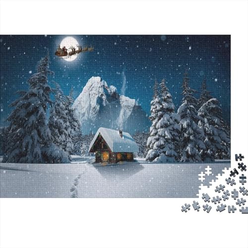 Weihnachten Eve Puzzle 1000 Teile Schwer Puzzle Spielzeug Lernspiel Impossible Schnee Cottage Herausforderungsspielzeug Für Erwachsene Und Kinder in Bewährter 1000pcs (75x50cm) von CCIZFMQ