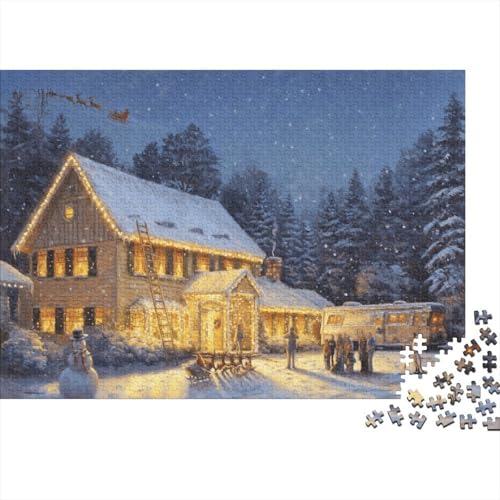 Weihnachten House Puzzle 1000-teilige Schwer Puzzle Spielzeug Lernspiel Impossible Waldnacht Herausforderung Spielzeug Für Erwachsene Und Kinder in Bewährter 1000pcs (75x50cm) von CCIZFMQ