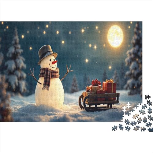 Weihnachten Night Puzzles 1000 Teile Schwer Puzzle Spielzeug Lernspiel Impossible Schneemann Herausforderungsspielzeug Für Erwachsene Und Kinder in Bewährter 1000pcs (75x50cm) von CCIZFMQ