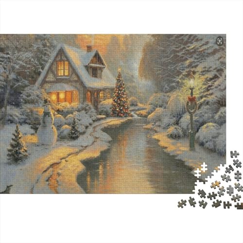 Weihnachten Puzzle 1000 Teile Schwer Puzzle Spielzeug Pädagogisches Spiel Impossible Holzhaus Fluss Herausforderungsspielzeug Für Erwachsene Und Kinder in Bewährter 1000pcs (75x50cm) von CCIZFMQ