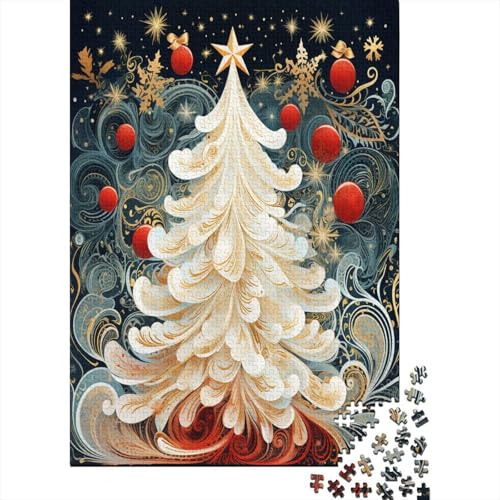 Weihnachtsbaum Puzzle 1000-teilige Schwer Puzzle Spielzeug Pädagogisches Spiel Impossible Gold Weiß Farbe Herausforderungsspielzeug Für Erwachsene Und Kinder Ab 12 Jahren 1000pcs (75x50cm) von CCIZFMQ