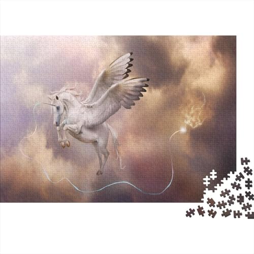 Weißes Pferd Puzzle 1000-teilige Schwer Puzzle Spielzeug Lernspiel Impossible Magische Wolken Herausforderung Spielzeug Für Erwachsene Kinder 1000pcs (75x50cm) von CCIZFMQ