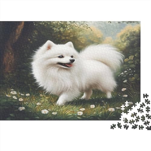 Weißes Pommern Puzzle 1000 Teile Schwer Puzzle Spielzeug Pädagogisches Spiel Impossible Wald Blumens Herausforderungsspielzeug Für Erwachsene Und Kinder Ab 14 Jahren 1000pcs (75x50cm) von CCIZFMQ