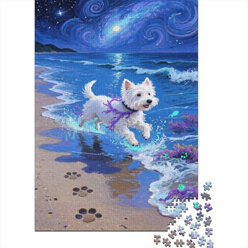 West Highland Weißer Terrier Puzzle 1000 Teile Schwer Puzzle Spielzeug Pädagogisches Spiel Impossible Strand Herausforderung Spielzeug Für Erwachsene Und Kinder Ab 12 Jahren 1000pcs (75x50cm) von CCIZFMQ