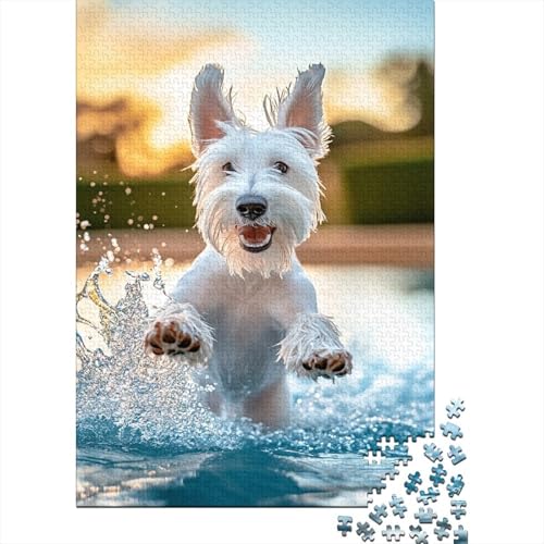 West Highland White Terrier Puzzle 1000-teilige Schwer Puzzle Spielzeug Lernspiel Impossible Splash Hund Herausforderungsspielzeug Für Erwachsene Und Kinder Ab 12 Jahren 1000pcs (75x50cm) von CCIZFMQ