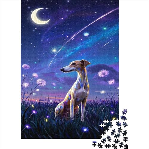 Whippet Puzzle 1000 Teile Schwer Puzzle Spielzeug Lernspiel Impossible Cute Dog Herausforderung Spielzeug Für Erwachsene Kinder 1000pcs (75x50cm) von CCIZFMQ