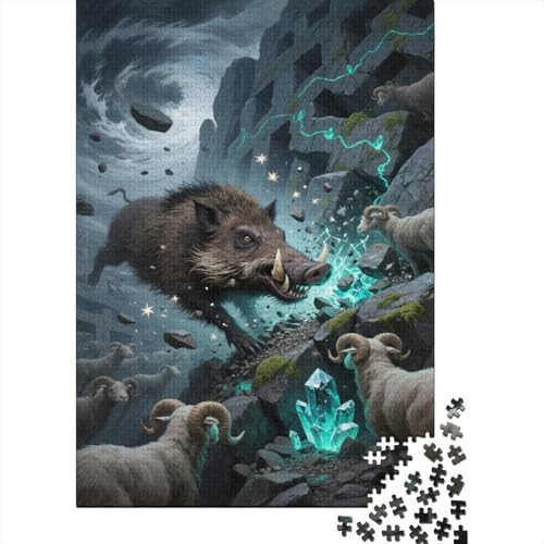 Wildschwein Puzzles 1000 Teile Schwer Puzzle Spielzeug Lernspiel Impossible Felssturm Herausforderung Spielzeug Für Erwachsene Und Kinder Ab 14 Jahren 1000pcs (75x50cm) von CCIZFMQ