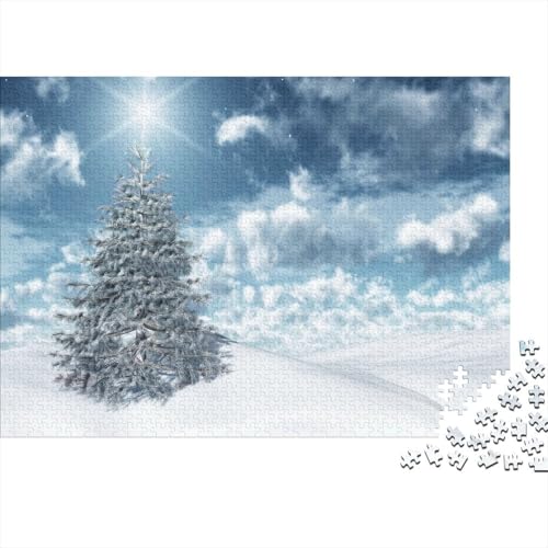 Winterschnee Puzzle 1000-teilige Schwer Puzzle Spielzeug Lernspiel Impossible Pinienbaum Herausforderungsspielzeug Für Erwachsene Und Kinder in Bewährter 1000pcs (75x50cm) von CCIZFMQ