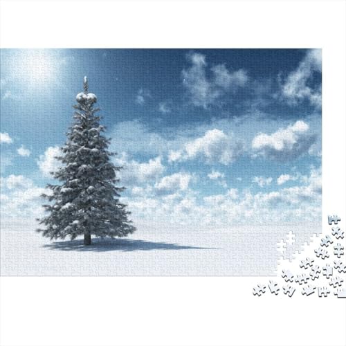 Winterschnee Puzzles 1000 Teile Schwer Puzzle Spielzeug Lernspiel Impossible Pinienbaum Herausforderungsspielzeug Für Erwachsene Und Kinder Ab 14 Jahren 1000pcs (75x50cm) von CCIZFMQ