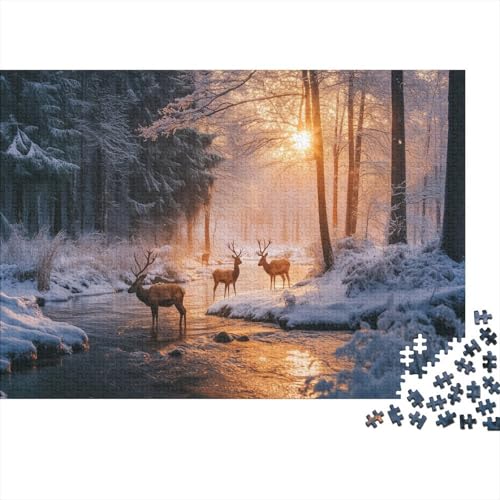Winterwald Puzzle 1000 Teile Schwer Puzzle Spielzeug Pädagogisches Spiel Impossible Schnee Stream Herausforderungsspielzeug Für Erwachsene Und Kinder Ab 14 Jahren 1000pcs (75x50cm) von CCIZFMQ