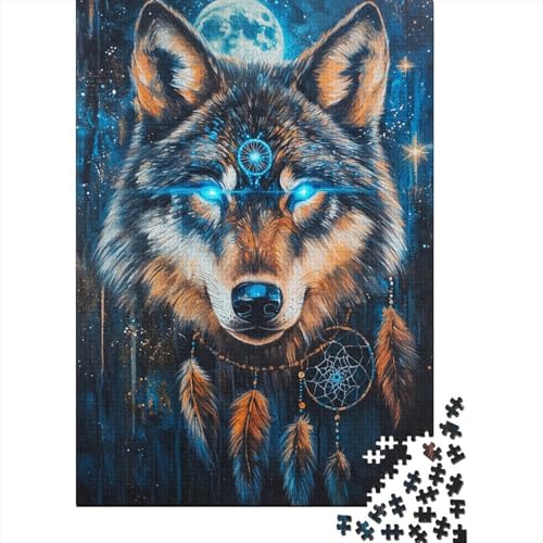 Wolf Puzzle 1000 Teile Schwer Puzzle Spielzeug Pädagogisches Spiel Impossible Starlit Sky Art Herausforderungsspielzeug Für Erwachsene Kinder 1000pcs (75x50cm) von CCIZFMQ