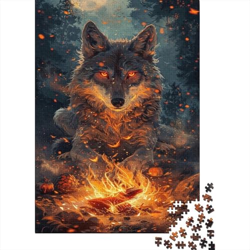 Wolf Puzzle 1000-teilige Schwer Puzzle Spielzeug Lernspiel Impossible Forest Flame Herausforderungsspielzeug Für Erwachsene Kinder 1000pcs (75x50cm) von CCIZFMQ