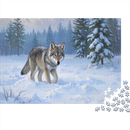 Wolf Puzzle 1000-teilige Schwer Puzzle Spielzeug Lernspiel Impossible Schneewald Herausforderungsspielzeug Für Erwachsene Und Kinder in Bewährter 1000pcs (75x50cm) von CCIZFMQ