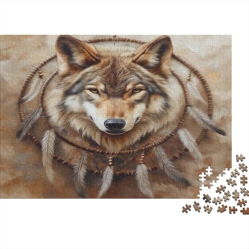Wolf Puzzle 1000-teilige Schwer Puzzle Spielzeug Lernspiel Impossible Traumfänger Herausforderungsspielzeug Für Erwachsene Und Kinder in Bewährter 1000pcs (75x50cm) von CCIZFMQ