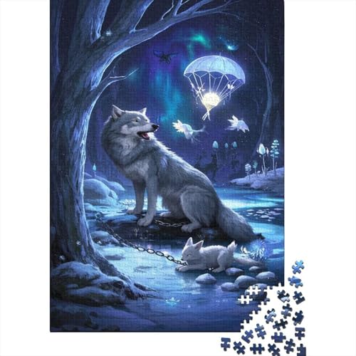 Wolf Puzzle 1000-teilige Schwer Puzzle Spielzeug Pädagogisches Spiel Impossible Night Forest Herausforderung Spielzeug Für Erwachsene Kinder 1000pcs (75x50cm) von CCIZFMQ