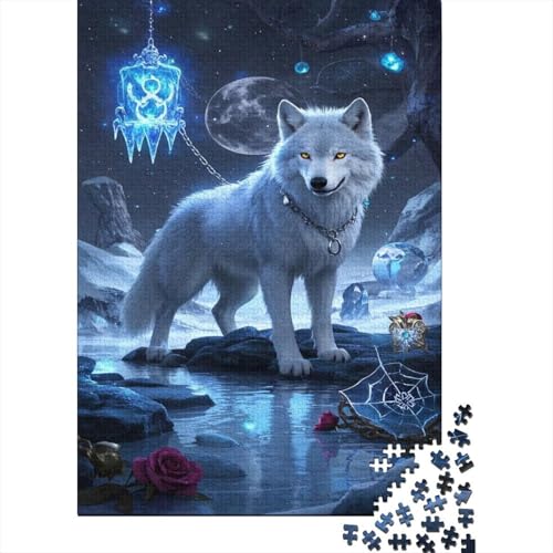 Wolf Puzzles 1000 Teile Schwer Puzzle Spielzeug Lernspiel Impossible Snowfield Forest Herausforderungsspielzeug Für Erwachsene Kinder 1000pcs (75x50cm) von CCIZFMQ
