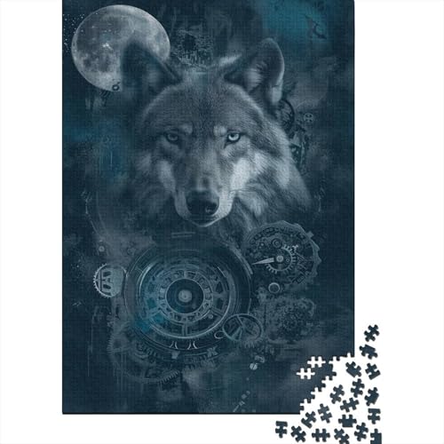 Wolf Puzzles 1000 Teile Schwer Puzzle Spielzeug Pädagogisches Spiel Impossible Mondgetriebe Herausforderung Spielzeug Für Erwachsene Und Kinder Ab 12 Jahren 1000pcs (75x50cm) von CCIZFMQ