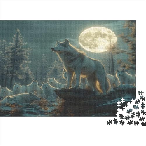 Wolf Puzzles 1000 Teile Schwer Puzzle Spielzeug Pädagogisches Spiel Impossible Wald Vollmond Herausforderungsspielzeug Für Erwachsene Und Kinder Ab 12 Jahren 1000pcs (75x50cm) von CCIZFMQ