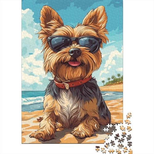 Yorkshire Terrier Puzzle 1000-teilige Schwer Puzzle Spielzeug Lernspiel Impossible Beach Fashion Hund Herausforderung Spielzeug Für Erwachsene Und Kinder Ab 12 Jahren 1000pcs (75x50cm) von CCIZFMQ