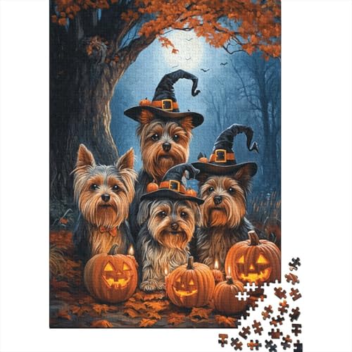 Yorkshire Terrier Puzzles 1000 Teile Schwer Puzzle Spielzeug Lernspiel Impossible Forest Jack-o'-Lantern Herausforderungsspielzeug Für Erwachsene Und Kinder Ab 12 Jahren 1000pcs (75x50cm) von CCIZFMQ